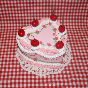 Heart-Shaped Rose Fake Cake with Cherries!